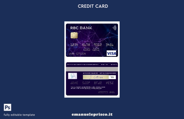 modello di carta visto USA RBC Bank in stile verificato